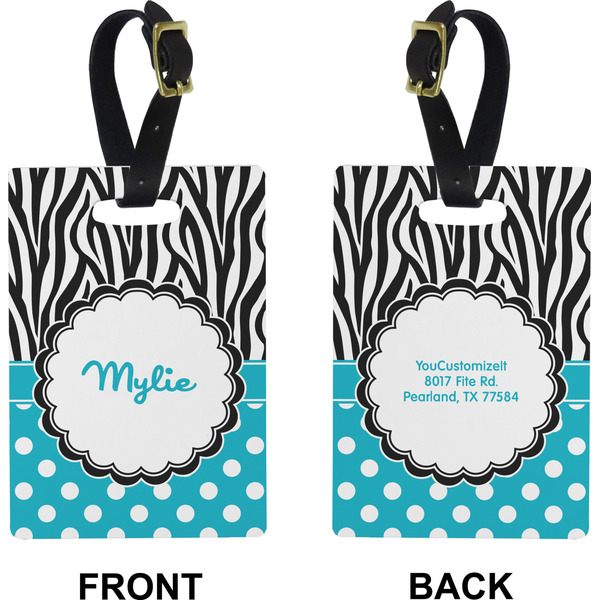 Dots & Zebra Rectangle Luggage Tag (Front + Back)