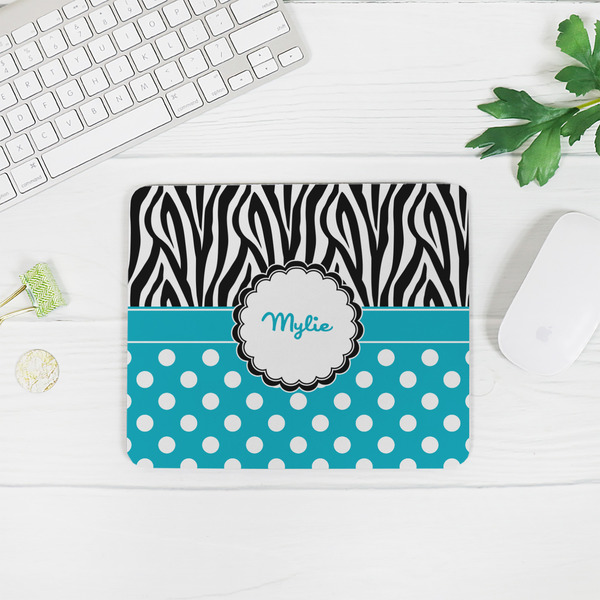 Dots & Zebra Rectangular Mouse Pad - LIFESTYLE 2