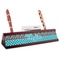 Dots & Zebra Red Mahogany Nameplate with Business Card Holder (Personalized)