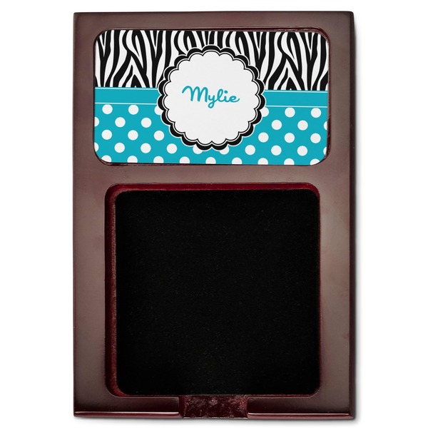 Dots & Zebra Red Mahogany Sticky Note Holder - Flat