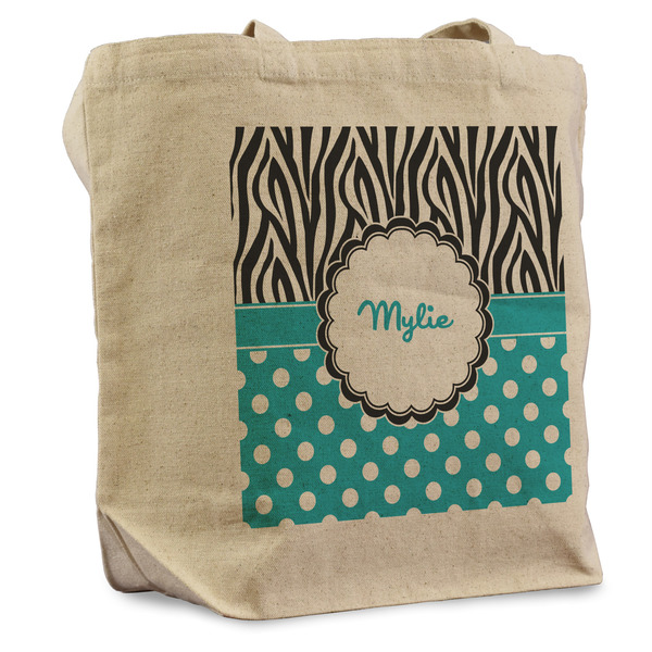 Custom Dots & Zebra Reusable Cotton Grocery Bag - Single (Personalized)