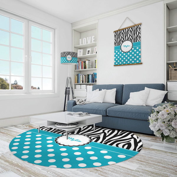 Dots & Zebra Round Area Rug - IN CONTEXT