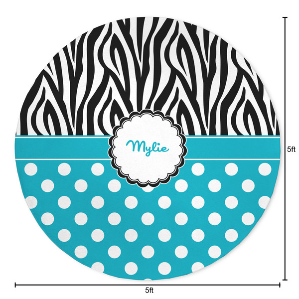 Dots & Zebra Round Area Rug - Size
