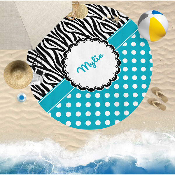 Dots & Zebra Round Beach Towel Lifestyle