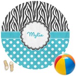 Dots & Zebra Round Beach Towel (Personalized)