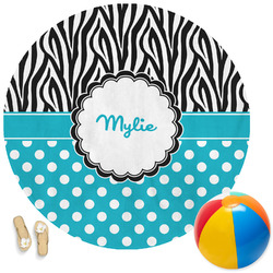 Dots & Zebra Round Beach Towel (Personalized)