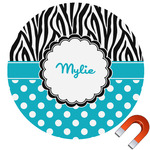 Dots & Zebra Round Car Magnet - 10" (Personalized)