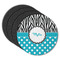 Dots & Zebra Round Rubber Backed Coasters - Set of 4 (Personalized)