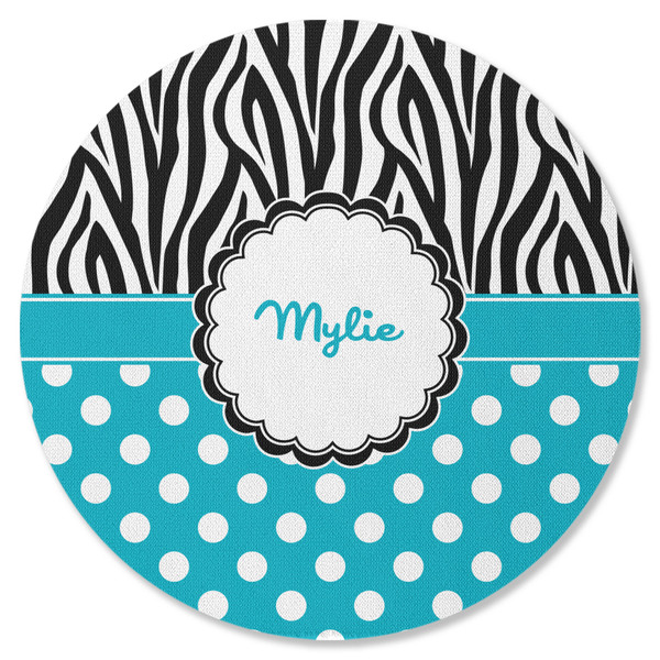 Dots & Zebra Round Coaster Rubber Back - Single