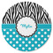 Dots & Zebra Round Rubber Backed Coaster (Personalized)