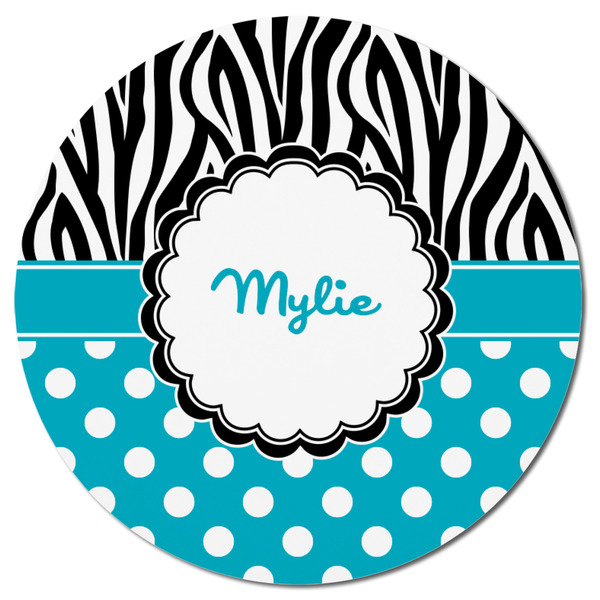 Dots & Zebra Round Fridge Magnet - FRONT