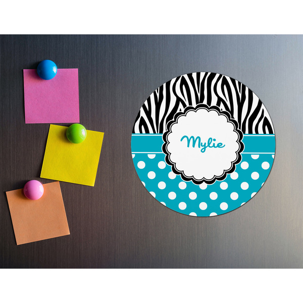 Dots & Zebra Round Fridge Magnet - LIFESTYLE