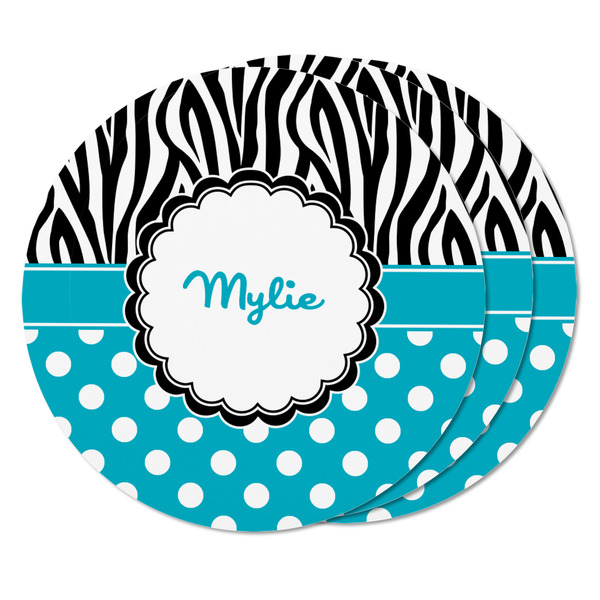 Dots & Zebra Round Fridge Magnet - THREE