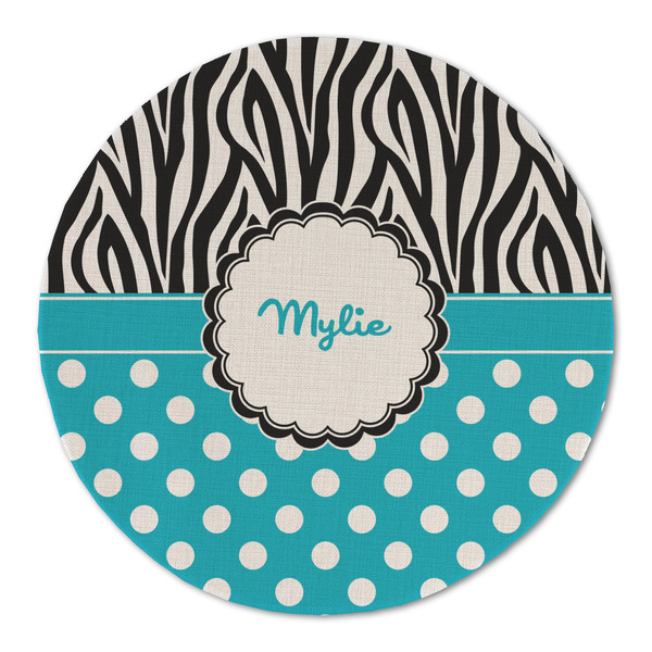 Dots & Zebra Round Linen Placemats - FRONT (Double Sided)