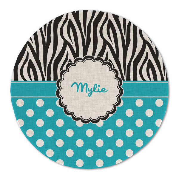 Custom Dots & Zebra Round Linen Placemat (Personalized)