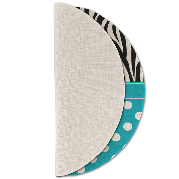 Dots & Zebra Round Linen Placemats - HALF FOLDED (single sided)