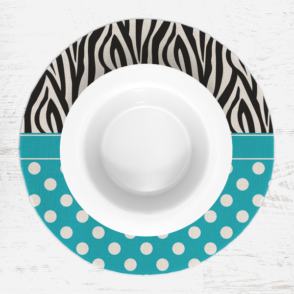 Dots & Zebra Round Linen Placemats - LIFESTYLE (single)