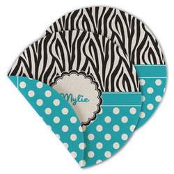 Dots & Zebra Round Linen Placemat - Double Sided (Personalized)