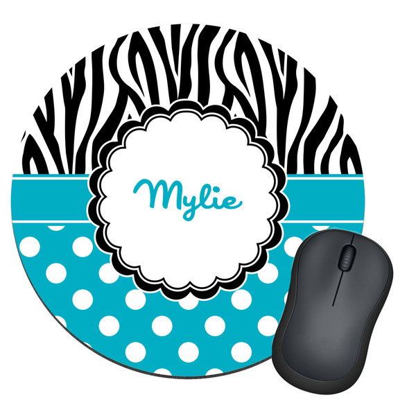 Custom Dots & Zebra Round Mouse Pad (Personalized)