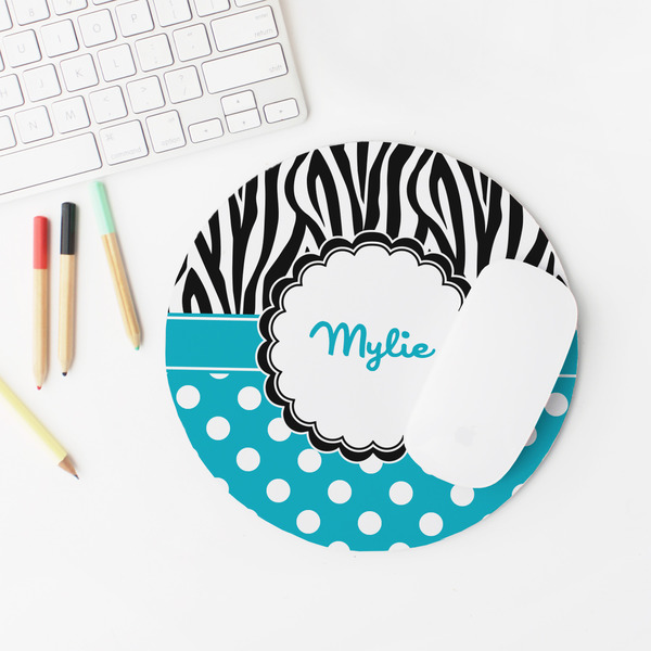 Dots & Zebra Round Mousepad - LIFESTYLE 2