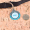 Dots & Zebra Round Pet ID Tag - Large - In Context