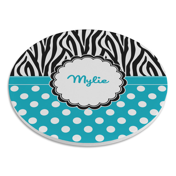 Dots & Zebra Round Stone Trivet - Angle View
