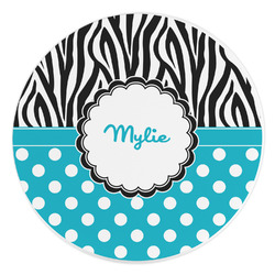 Dots & Zebra Round Stone Trivet (Personalized)