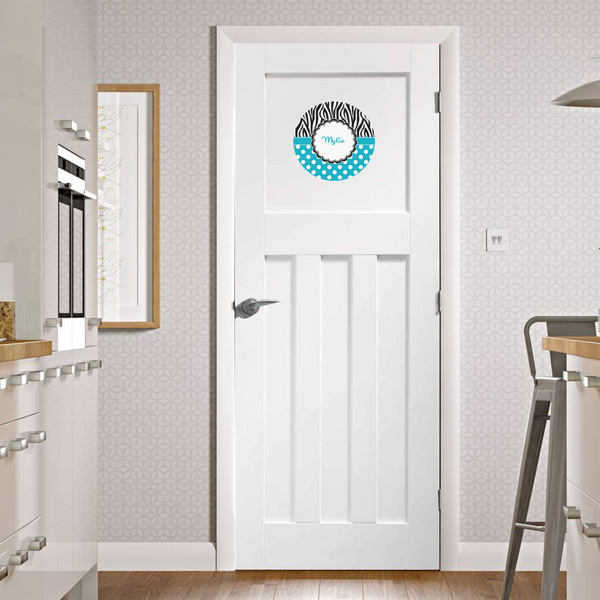 Dots & Zebra Round Wall Decal on Door