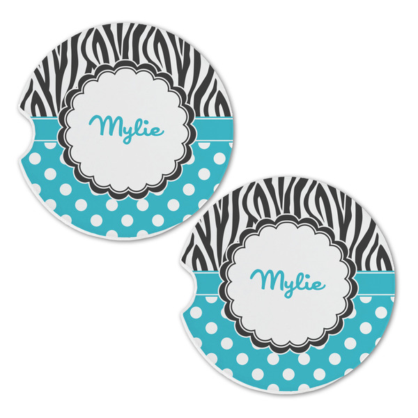 Dots & Zebra Sandstone Car Coasters - Set of 2