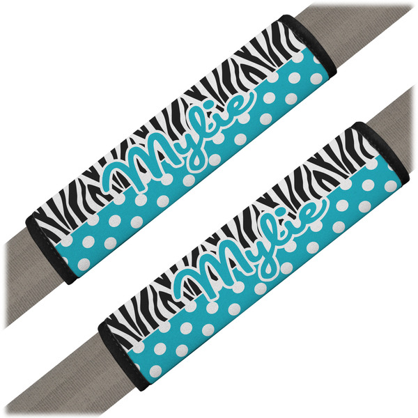 Custom Dots & Zebra Seat Belt Covers (Set of 2) (Personalized)