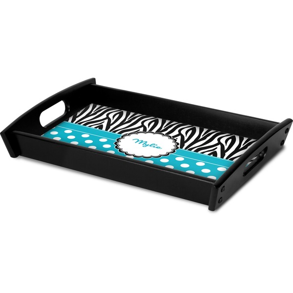 Dots & Zebra Serving Tray Black - Corner