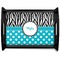 Dots & Zebra Black Wooden Tray - Large (Personalized)