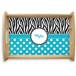 Dots & Zebra Natural Wooden Tray - Small (Personalized)