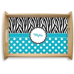 Dots & Zebra Natural Wooden Tray - Small (Personalized)