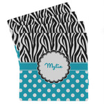 Dots & Zebra Absorbent Stone Coasters - Set of 4 (Personalized)