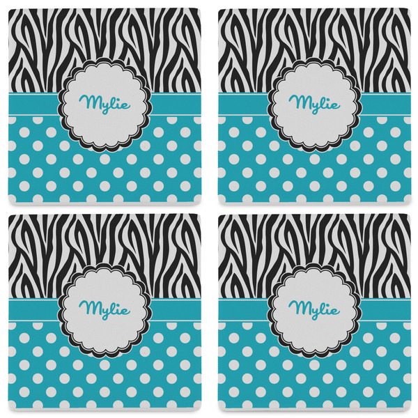 Dots & Zebra Set of 4 Sandstone Coasters - See All 4 View