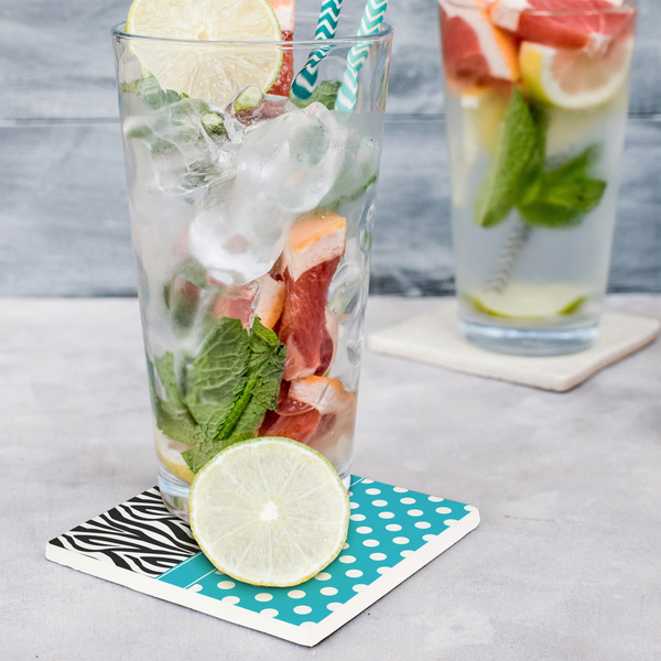 Dots & Zebra Set of 4 Stone Coasters - In Context View