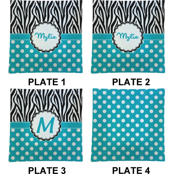 Dots & Zebra Set of Square Dinner Plates (Approval)