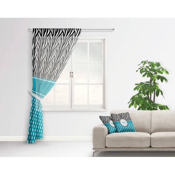 Dots & Zebra Sheer Curtain With Window and Rod - in Room Matching Pillow