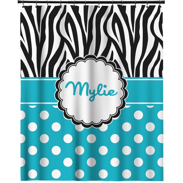Custom Dots & Zebra Extra Long Shower Curtain - 70"x84" (Personalized)
