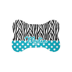 Dots & Zebra Bone Shaped Dog Food Mat (Small) (Personalized)