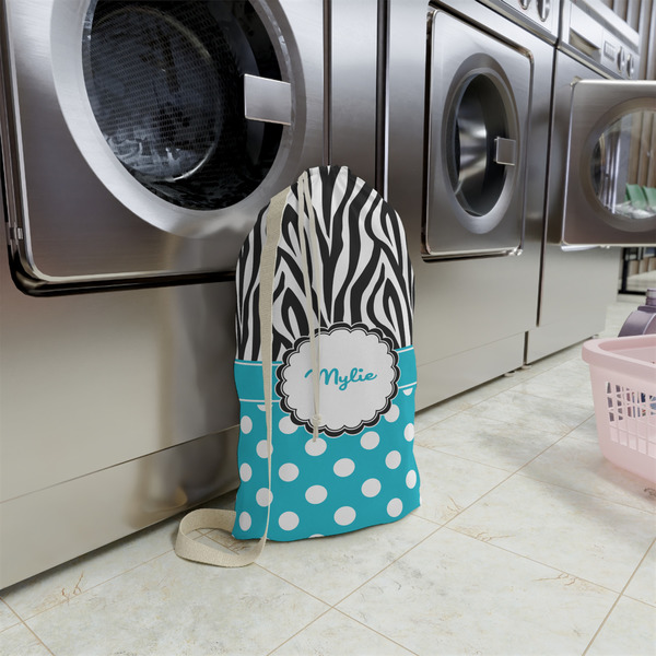 Dots & Zebra Small Landry Bag - In Context