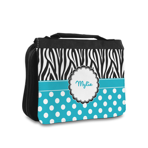 Custom Dots & Zebra Toiletry Bag - Small (Personalized)