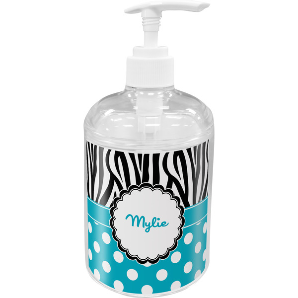 Custom Dots & Zebra Acrylic Soap & Lotion Bottle (Personalized)