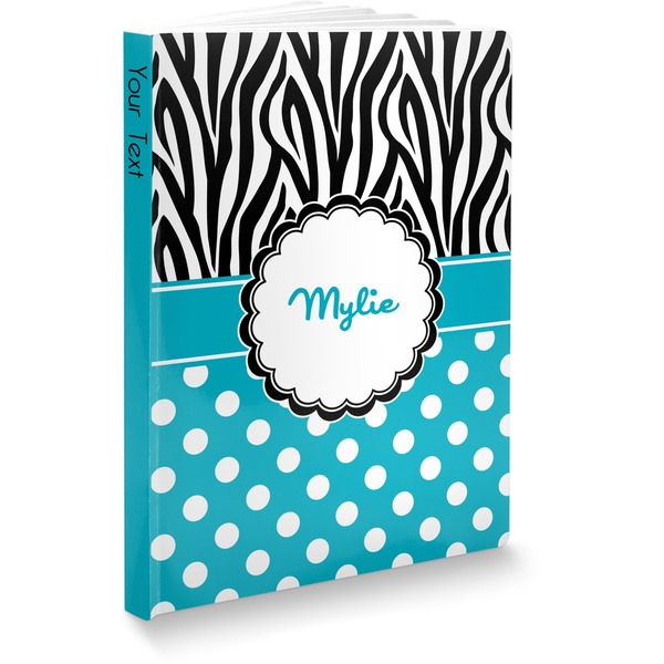 Custom Dots & Zebra Softbound Notebook - 5.75" x 8" (Personalized)