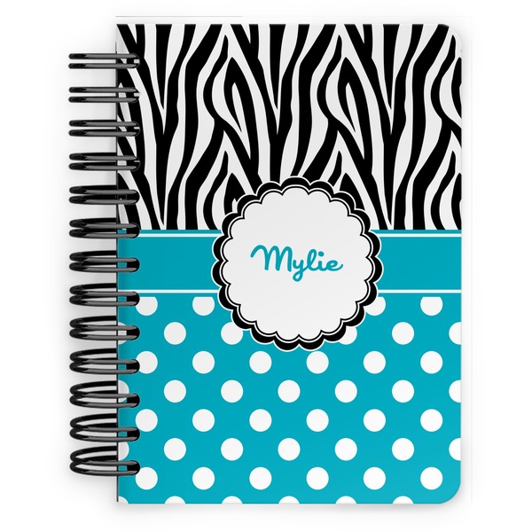 Custom Dots & Zebra Spiral Notebook - 5x7 w/ Name or Text