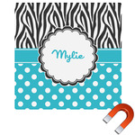 Dots & Zebra Square Car Magnet - 10" (Personalized)