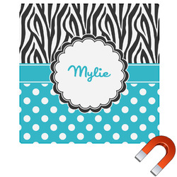 Dots & Zebra Square Car Magnet - 6" (Personalized)