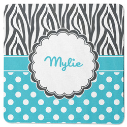 Dots & Zebra Square Rubber Backed Coaster (Personalized)
