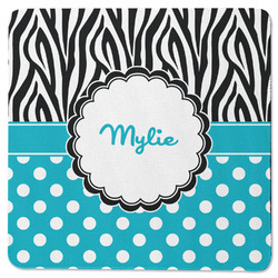 Dots & Zebra Square Rubber Backed Coaster (Personalized)